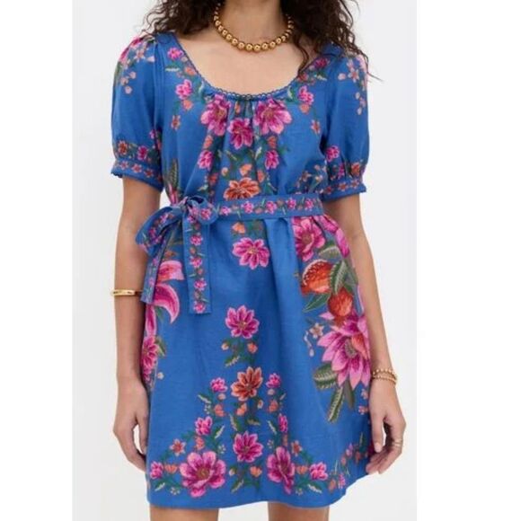 FARM Rio Women's Blue Summer Fruit Scarf Dress size L - Picture 10 of 11